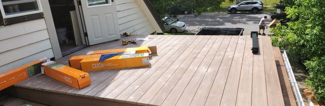Flat deck built on top of garage by Hutch Construction